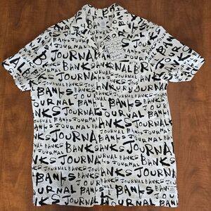 NEW Banks Journal Studio Mens Dunkwell Banks JS AOP Short Sleeve Button Up Small